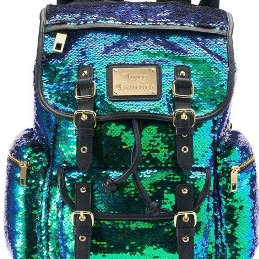 Juicy Couture Sparkling Sequin Backpack - Blue and Green